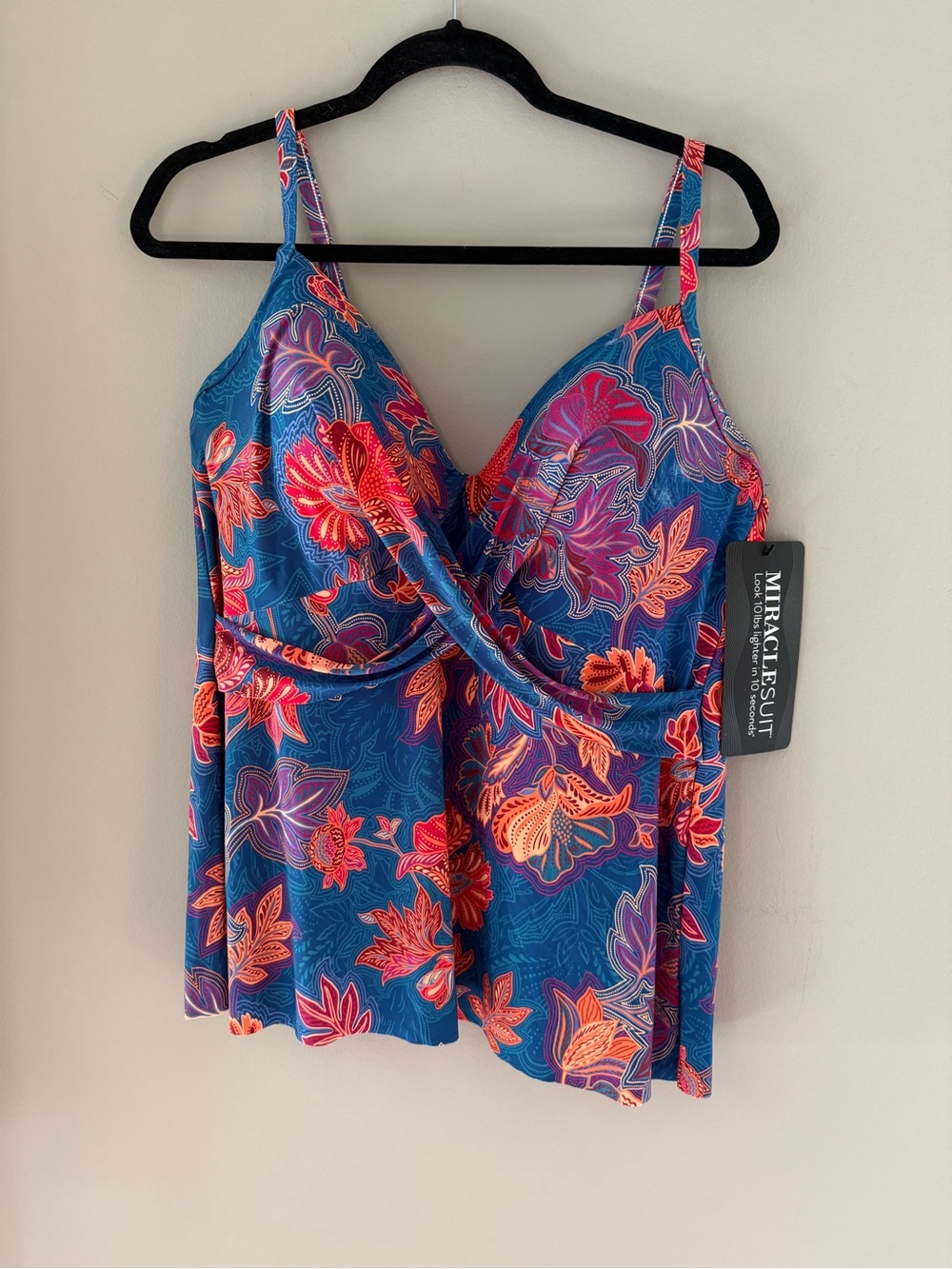 Miraclesuit Blue Floral Surplice Camisole Top